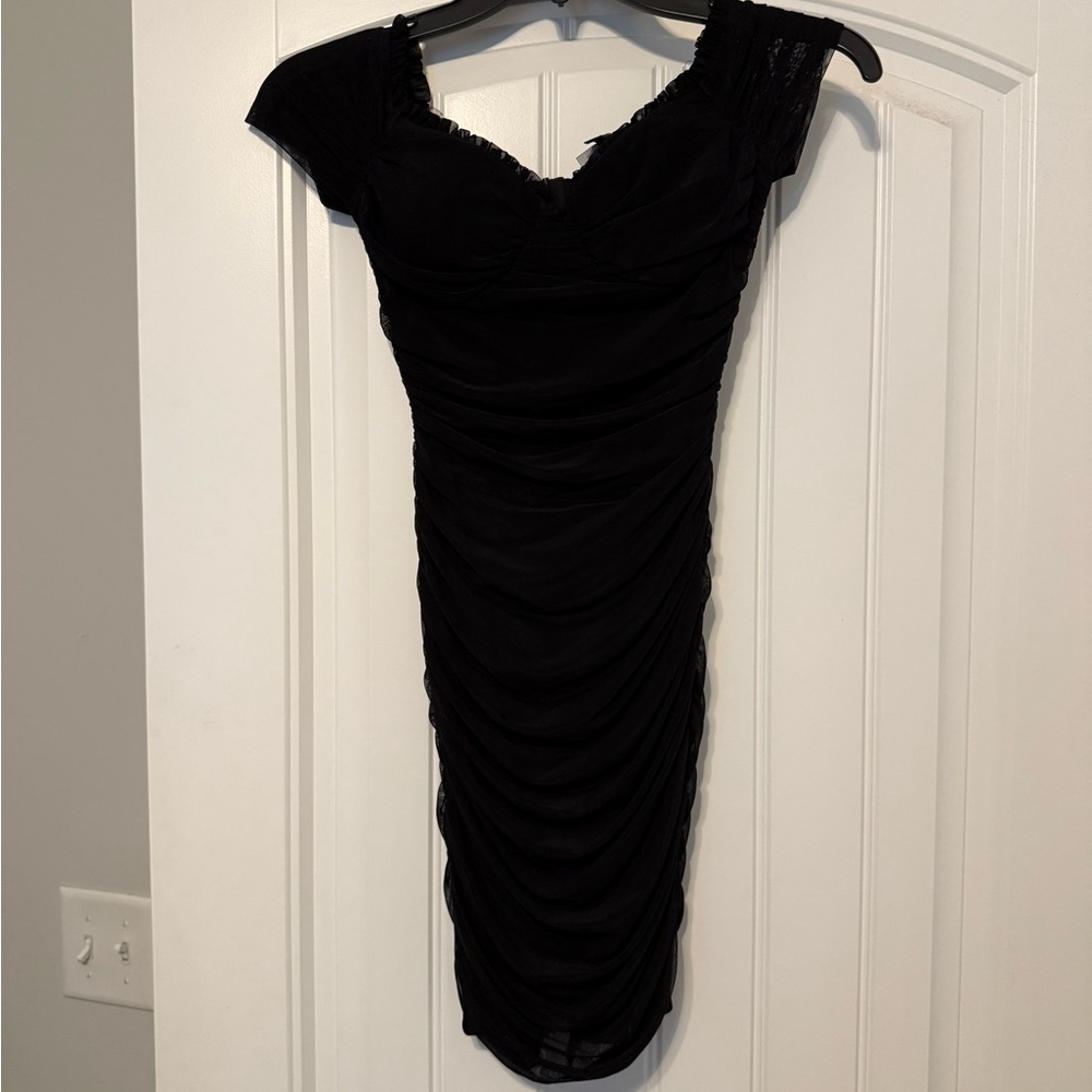 Elegant Black Ruched Dress